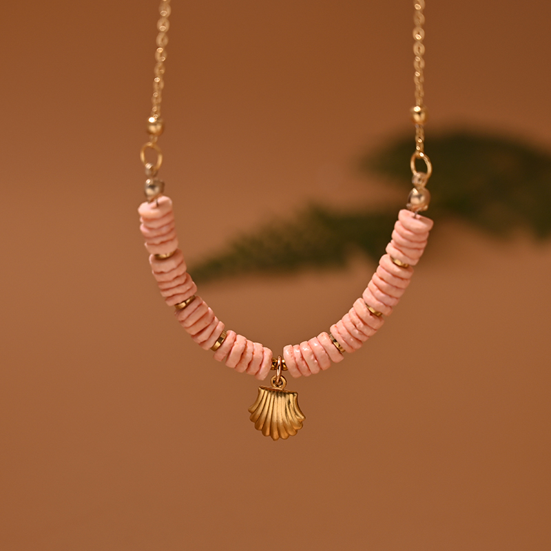 Collier Ras du Cou en Acier Inoxydable pour Femme, Coquille Naturelle, Cœur, Étoile, Bijoux d'Été: Imitation plaquée rhodium