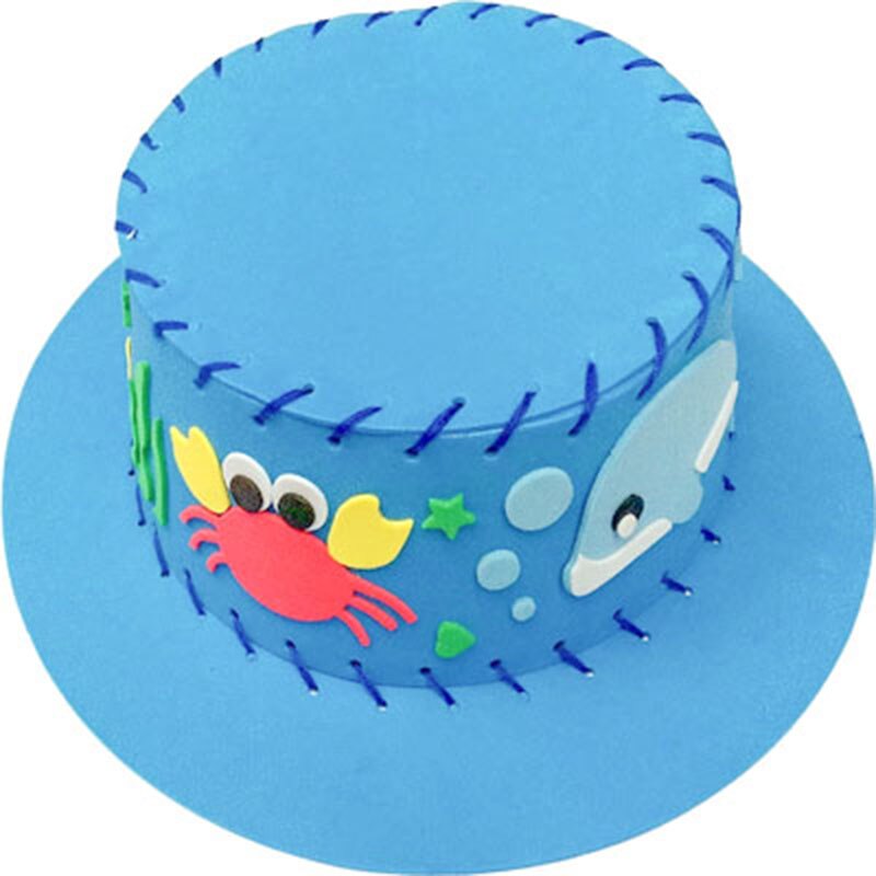 Chapeau tissé en papier mousse EVA créative, 1 pièce, motifs de fleurs et d&#39;étoiles, Art de maternelle, bricolage pour enfants, jouets artisanaux, décorations de fête,: Blue