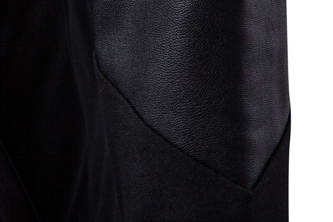 Chaquetas de cuello alto de retales para hombre, abrigo de de cuero negro, abrigo Punk de Motor, talla grande europea, primavera y otoño
