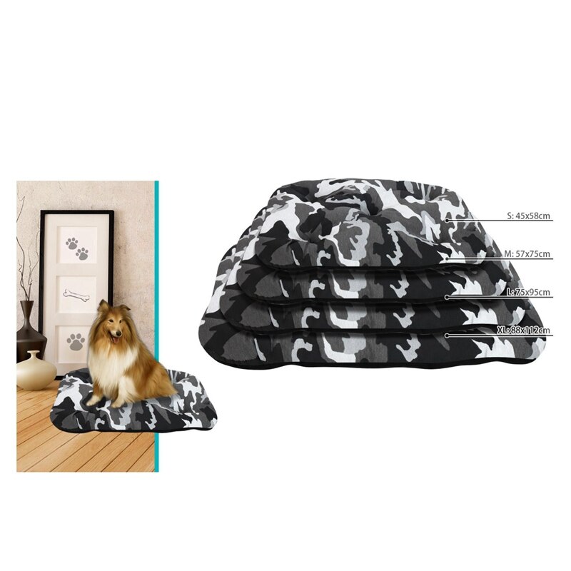 MASCOTALANDIA Cama para perros y gatos camuflaje ovalada Colchoneta para perro y gato para casa Colchón suave y cálido Esterilla transpirable para mascotas Fondo impermeable y antideslizante Cojín calida cómoda