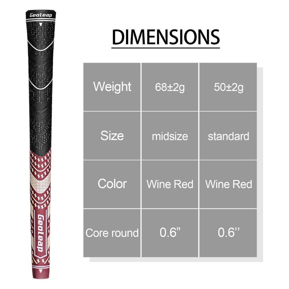 Geoleap ACE-C Golf Grips 10 Stks/partij, Hybride Golf Club Grips, Multi Samengestelde, Standaard, 10 Kleuren Optioneel,: wine red