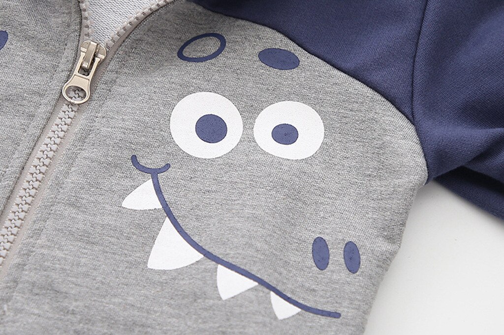 Peuter Kids Boy Baby Girl Lange Mouwen Pocket Cartoon Rits Jas Hooded Uitloper Mode Katoen kids jassen куртка для девочки