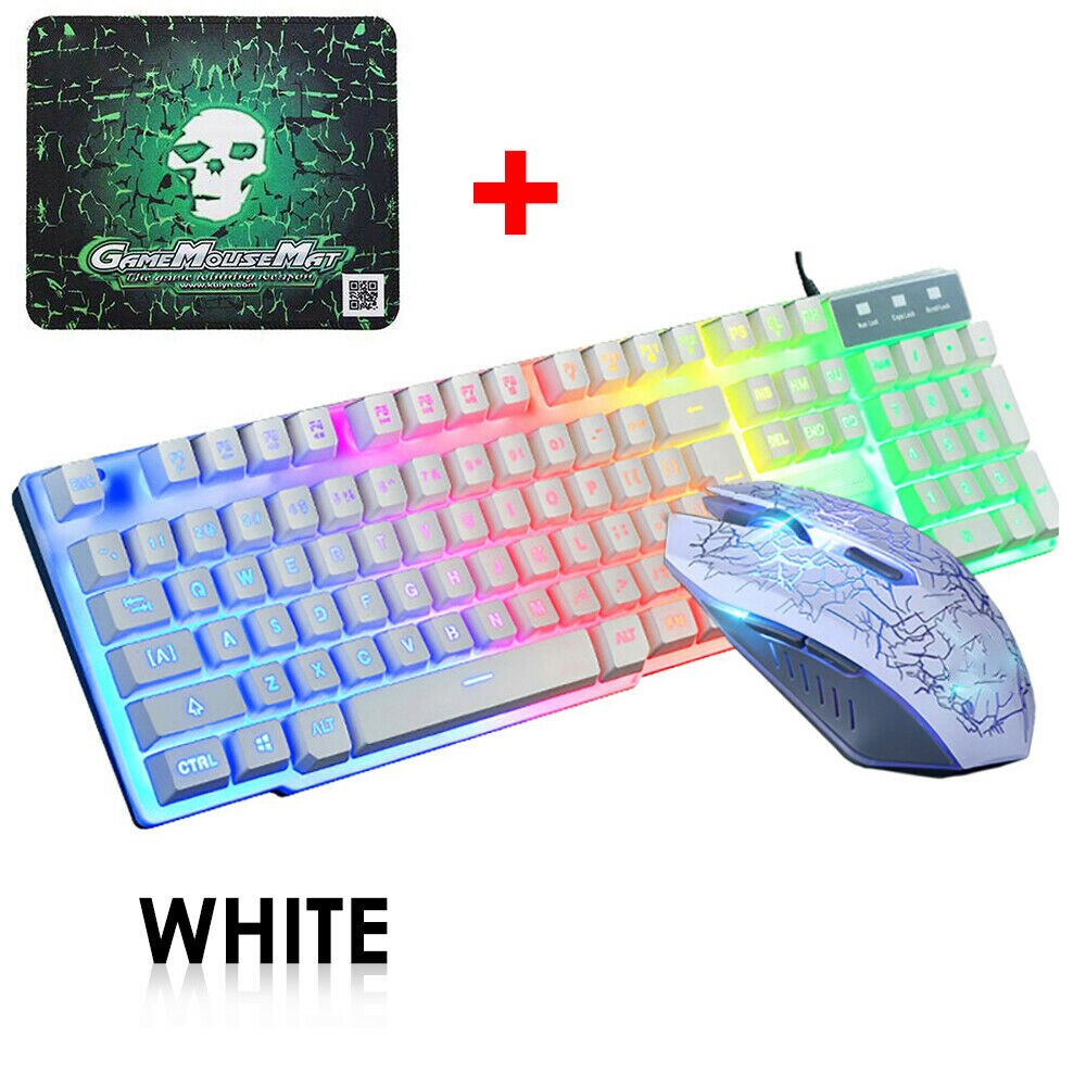 LED Gaming Keyboard Mouse Set Gaming Mouse Set LED USB Keyboard Kit Multicolor Breathing Lights Colorful Backlight