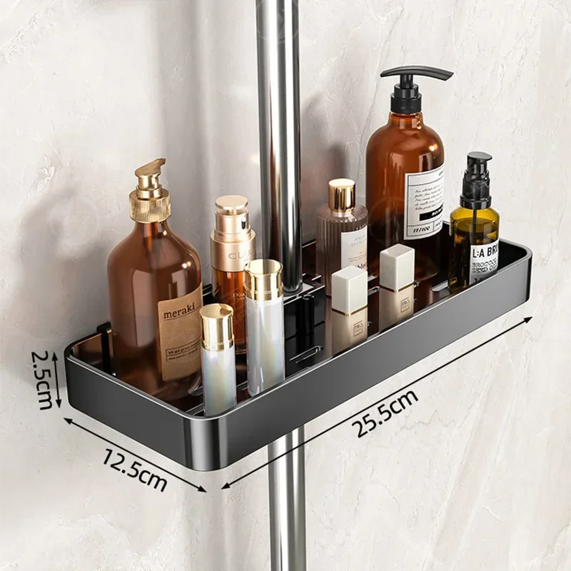 Soporte para cabezal de ducha de baño, montado en la pared, No requiere perforación, organizador de champú, estante de almacenamiento de integrado: Amarillo claro