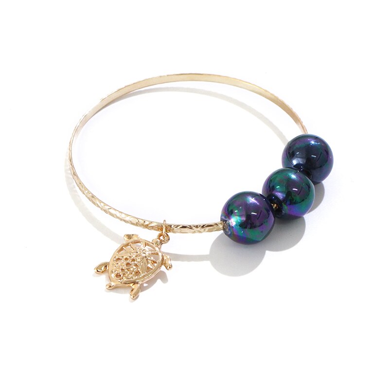 Say Diameter 6-10 CM Guam Micronesia Marshallese Hawaii Glass Pearl Heart Pineapple Charm Man Woman Bracelet Bangle GJZ404: GJZ406 tortoise / 80mm