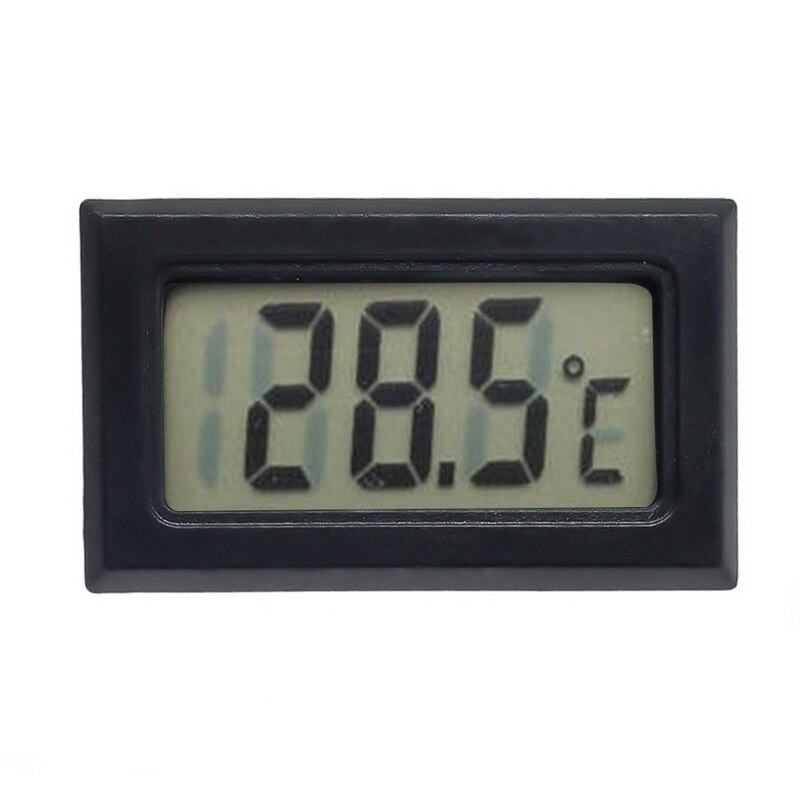 Mini sensor fugtighedsmåler termometer hygrometer gauge til køleskab akvarium digital lcd indendørs praktisk temperatur: Sort ingen linje