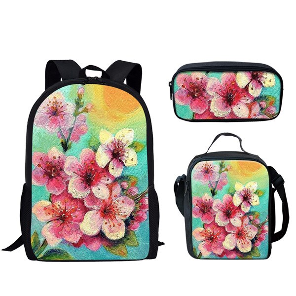 Forudesigns Mode Bloem Plumeria Gedrukt 3 Stks/set Kids Schooltassen Bloemen Rugzak Meisjes Casual Schooltassen Boek Mochila Kind: HMG1175CGK