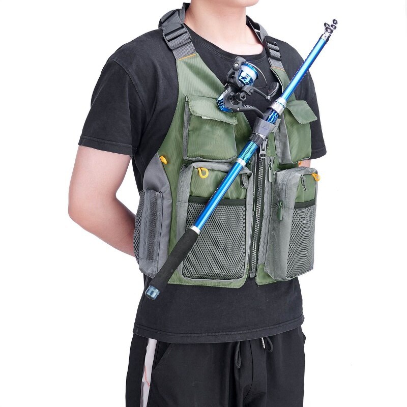 Breathable Fishing Vest Outdoor Sports Fly Swimming Adjustable Mutil-Pocket Packs Fishing Tackle Accessories Men Ladies