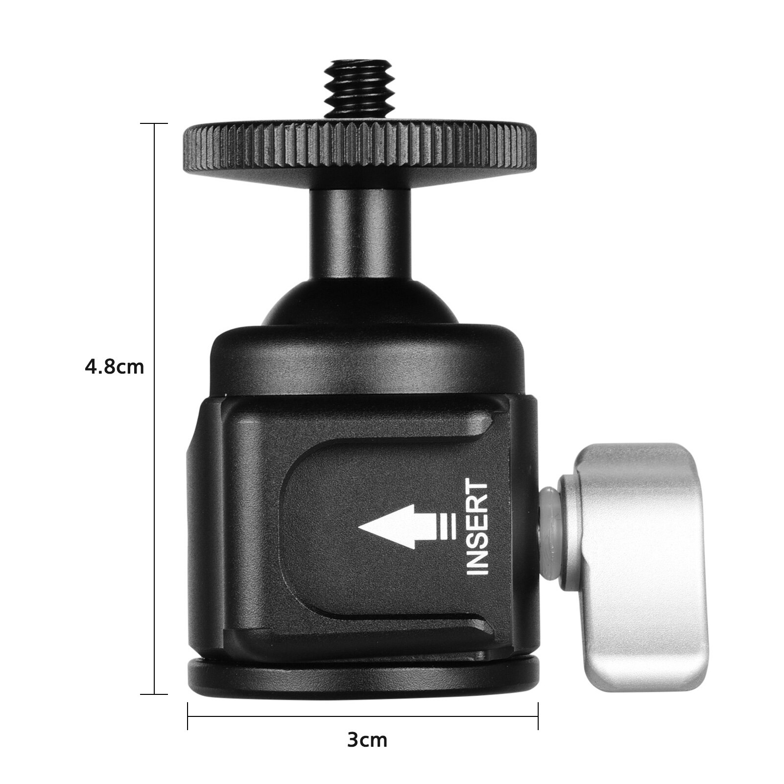 Aluminum Alloy Mini Ball Head Camera Tripod Head CNC Technology with Cold Shoe Mount Universal 1/4inch Screw Thread for DSLR SLR
