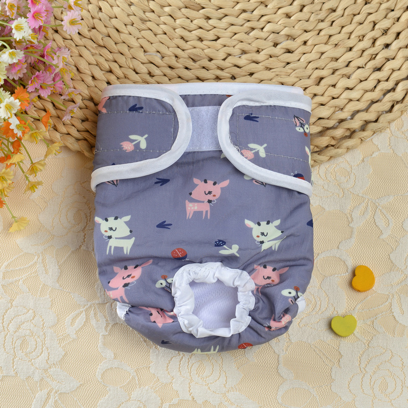 Couche hygiénique pour chien, pantalon lavable, culotte menstruelle, sous-vêtement pour chiot, imprimé dessin animé: grey / XS
