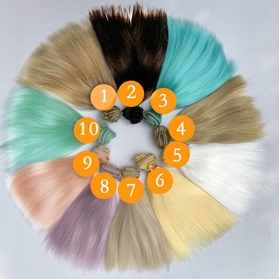 Pelo de muñeca de seda de leche de , pelo sintético largo y liso de 25CM para peluca BJD 1/3 1/4 1/6, accesorios para peluca de muñeca suave DIY: Azul marino / <30cm