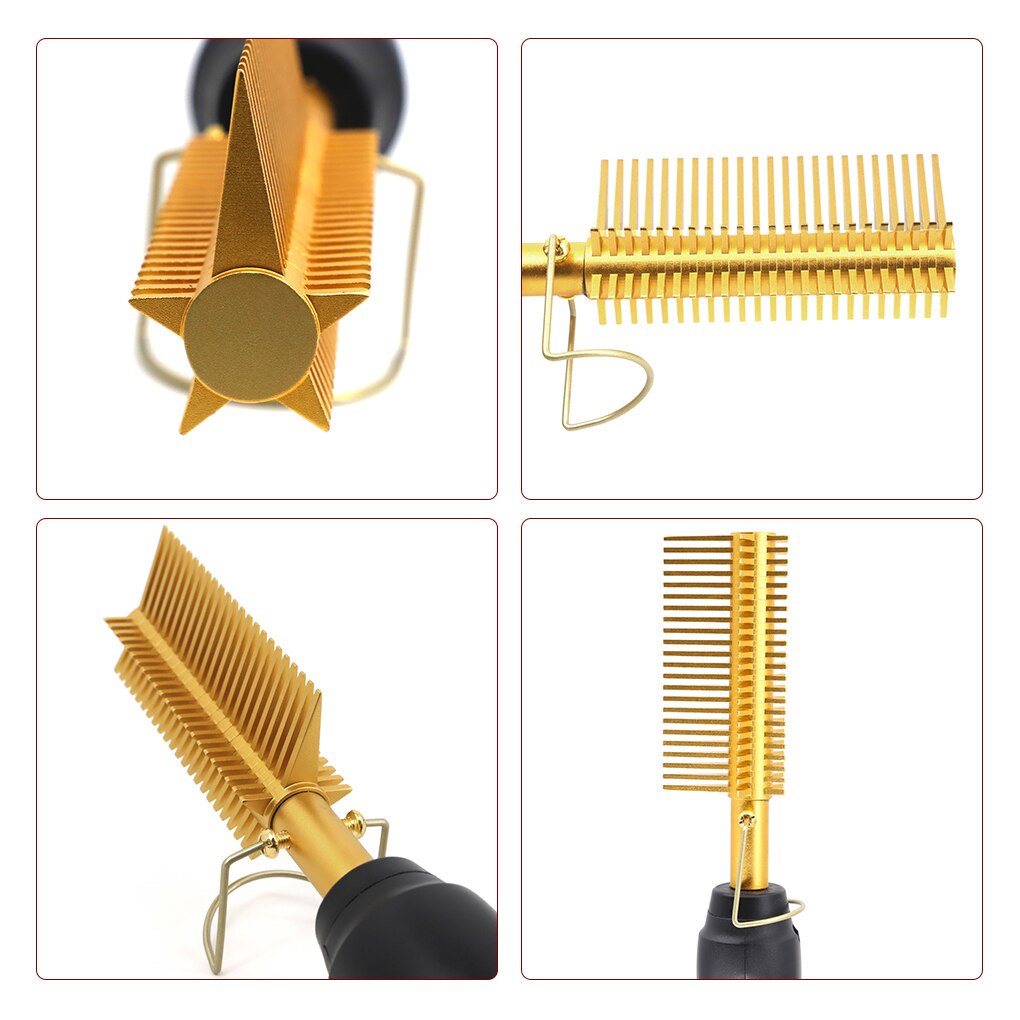 Hair Straight Styler Comb Heating Hair Straightener Pentahedral Tooth Smooth Iron Brush Corrugation Curling Hair Curler