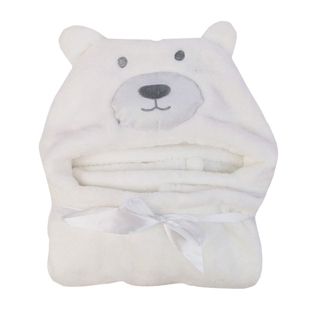 100 x 100cm søde bjørnformede baby hætteklædte badekåbe bløde spædbarn nyfødt håndklæde giraf håndklæde tæppe baby badehåndklæde tegneserie håndklæde: Hvid