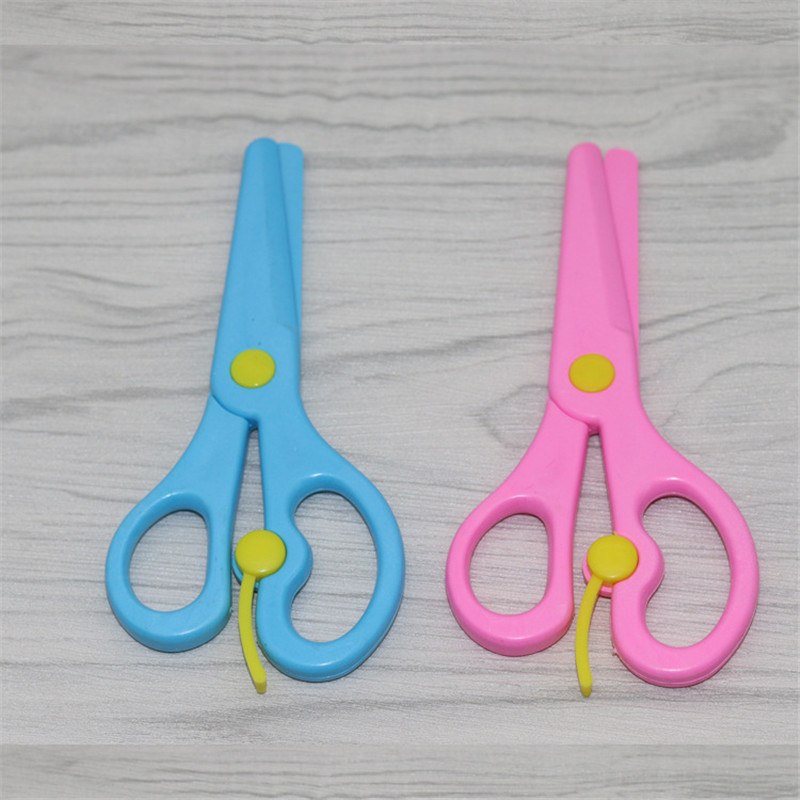 1 pc sécurité enfant plastique ciseaux 135mm Mini tête ronde étudiant maison fournitures scolaires maternelle enfants bricolage coupe papier Station