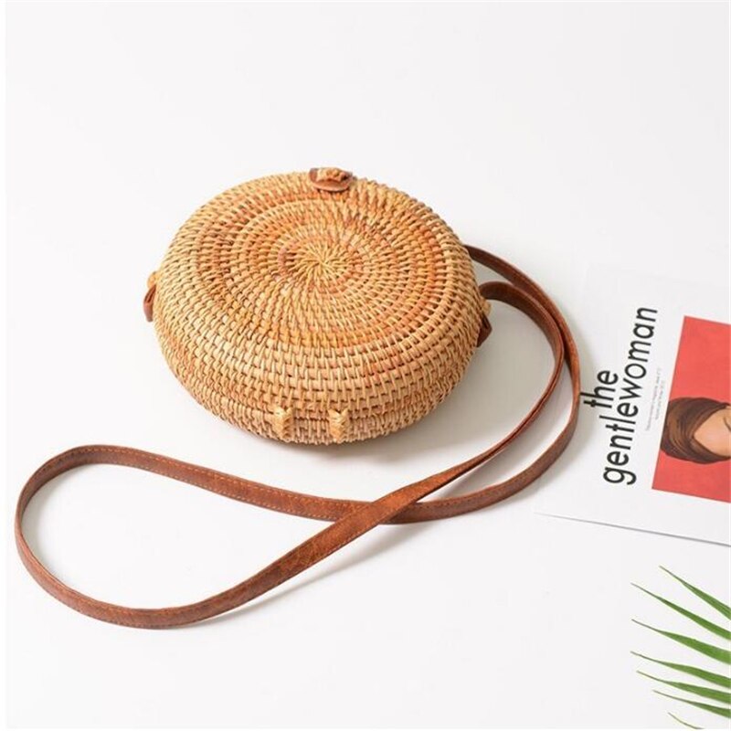 Bolsos de ratán de verano para mujer de bolso de paja cuadrado redondo bolso hecho a mano tejido de playa bandolera círculo bohemio bolsos de playa