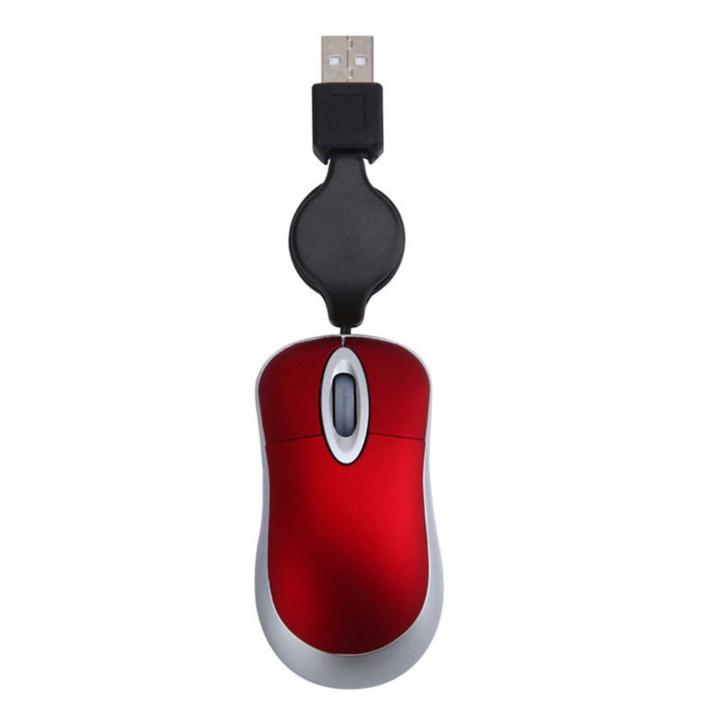 Optical Mini Retractable Mouse Portable Mini USB Wired Mouse Ergonomics Home Office Mice for Computer PC Laptop