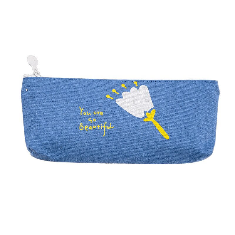 1 unidad de estuche de lápices Kawaii, bolsa de lápices de lona para plantas y flores, gran bolsa de almacenamiento, artículos de papelería para estudiantes útiles escolares para niños, para niños