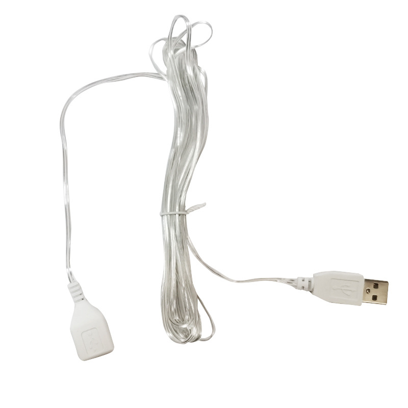 3 / 5m forlenger ledning 110-220v us / eu plugg forlenger kabel for led strenglys julekransen bryllupsfest gardinlys: 3m usb