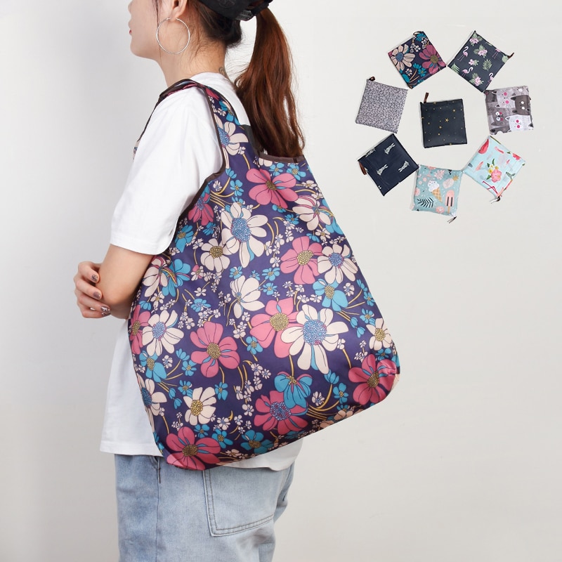 Ecologische Nylon Shopping Tassen Herbruikbare Wasbare Opvouwbare Kruidenier Bag Lichtgewicht Zware Shopper Handtas