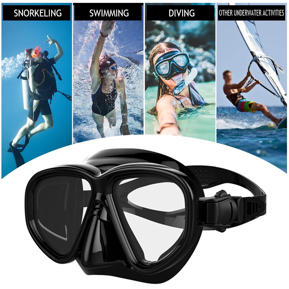 Svømmebriller dykning snorkling glas dykkermaske scuba snorkel vandsportsudstyr hærdet hærdet glas