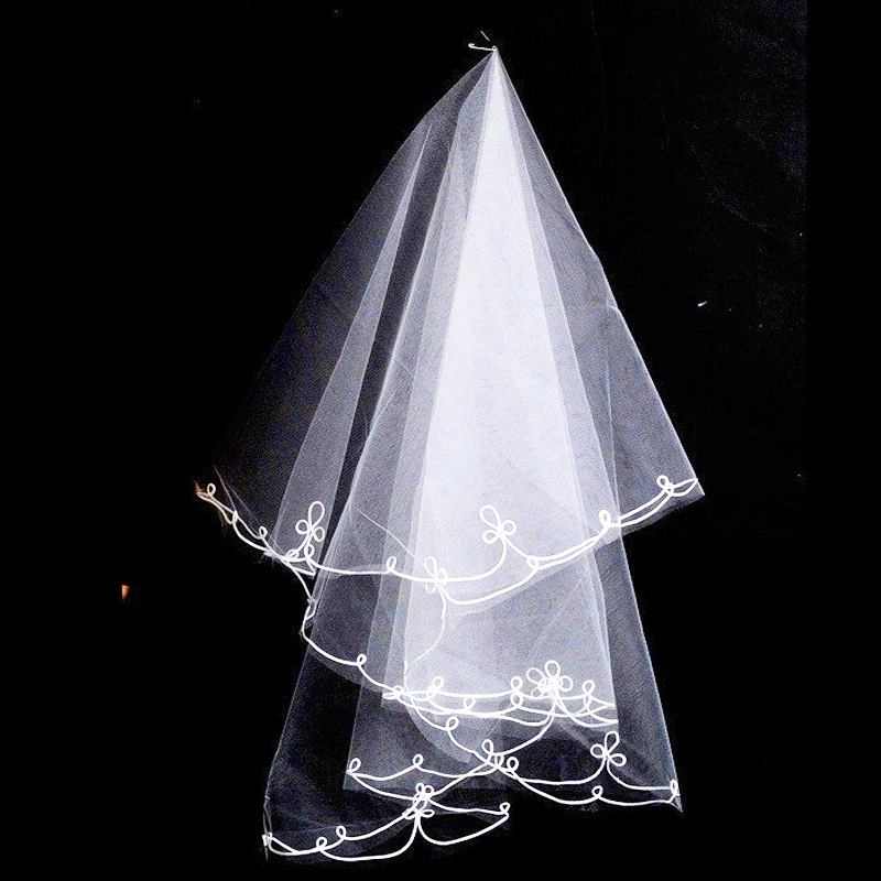 Velo de novia corto y sencillo de tul de dos capas con peine, velo de novia blanco marfil para novia, accesorios de boda