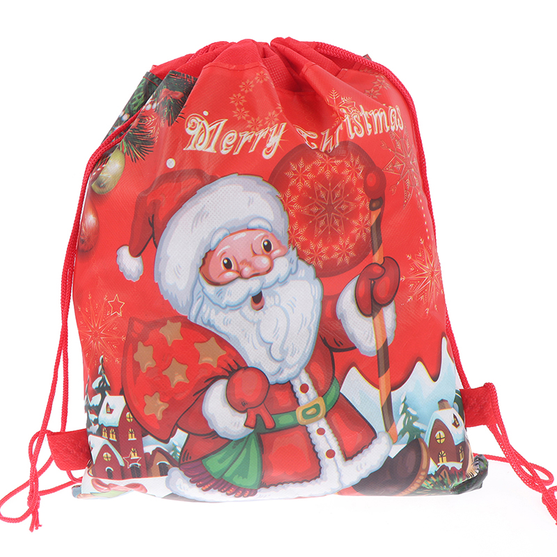 3Styles Santa Claus Drawstring Big Backpack Kids Year Banquet Stockings Holders Bag Christmas Candy Bag