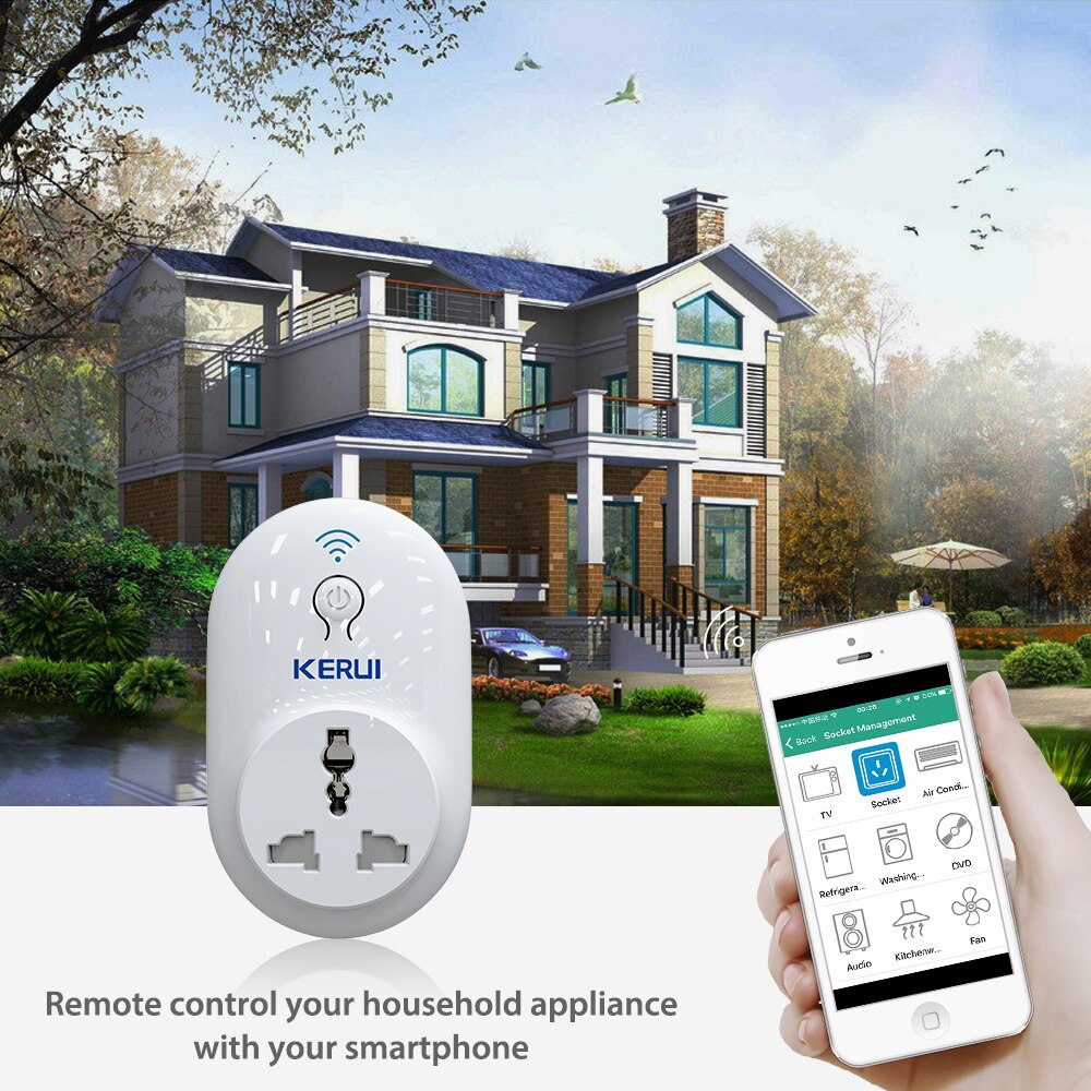 KERUI – prise intelligente WiFi sans fil, domotique, prise AU/US/UK, contrôle à distance avec application IOS et Android