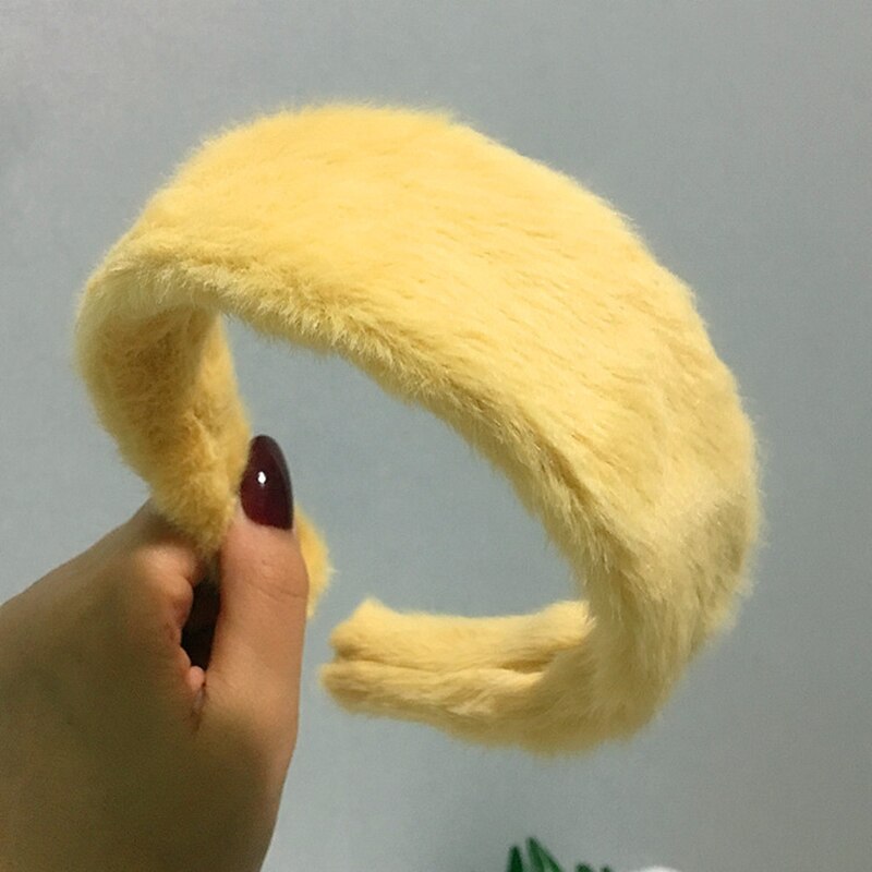 Diadema ancha de piel sintética para mujer: YELLOW