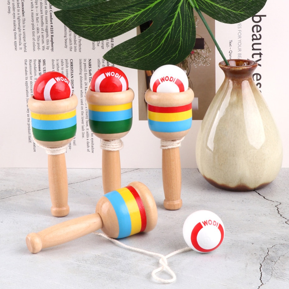 Puinen taito miekka kuppi pallopelit jongleeraus pallo puu kendama pallo ulkotaito lapsille perinteiset pelit vauvan leluja