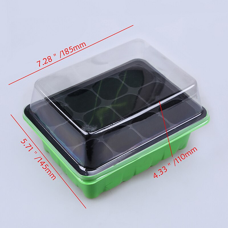 3PCS 12/24Cells Growth Trays with Cover Mini Propagator Seedling Tray for Seed Starting Growing Plants Gardening Nursery Pots: 12 holes-green