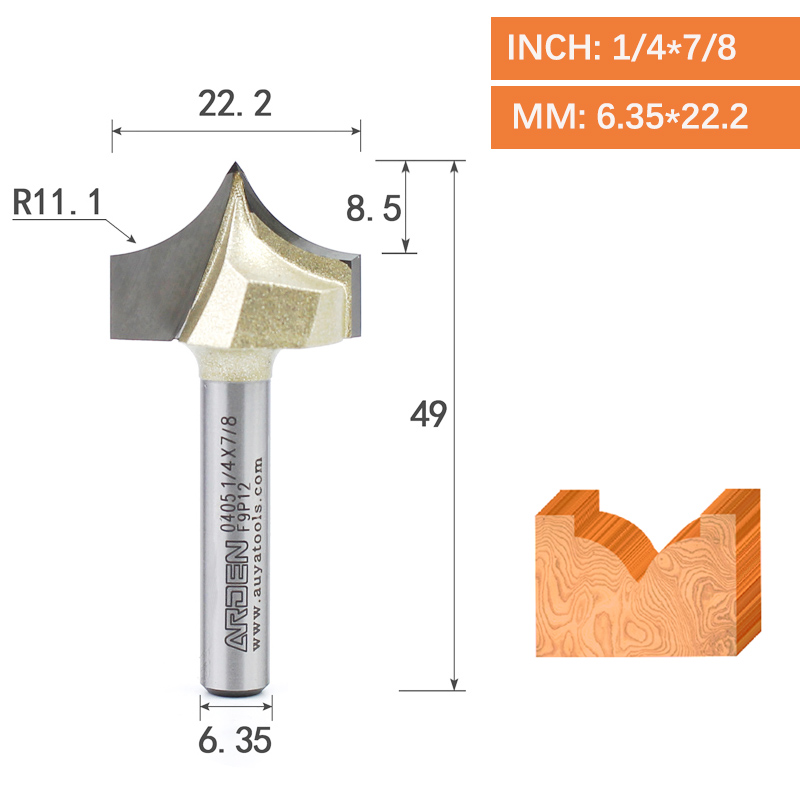 Punta de corte de punta dorada, herramienta de tallado de carburo, punta afilada para carpintería, fresa de borde de arco, broca enrutadora de grabado MDF