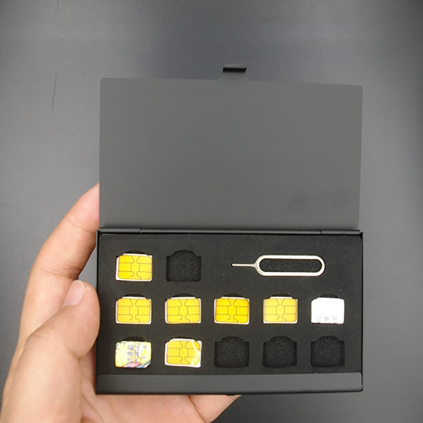 Aluminum Portable SIM Micro Pin SIM Card Storage Box Memory SIM card Storage Box Case Protector Holder