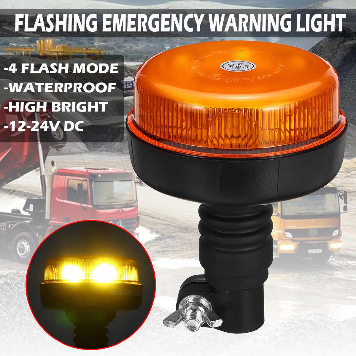 Roterende Knipperende Noodwaarschuwing Led Truck Strobe Waarschuwingslampje Waterdicht Amber Baken Werken Light E9 Voor Tractor