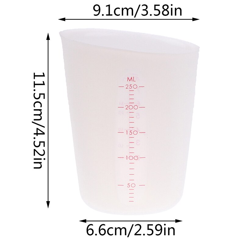 250/500Ml Siliconen Maatbeker Precisie Afgestudeerd Keuken Meten Jug Schenktuit Bakken Koken Tool Voor Boter water: WTS