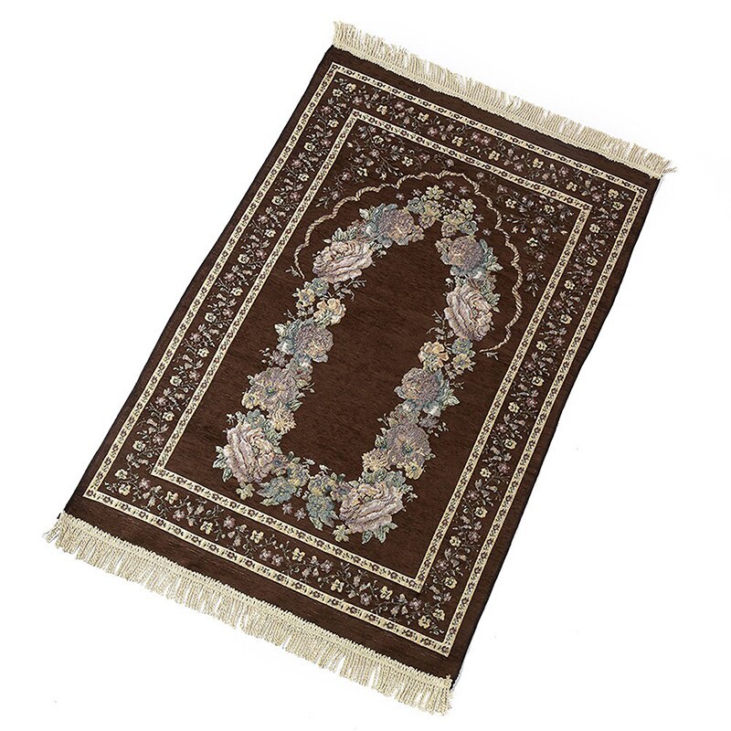 Ramadan Quran Islamic Muslim Prayer Rug Carpet Mat Tassel Tablecloth Cover Yoga Mat MDJ998: Dark Brown