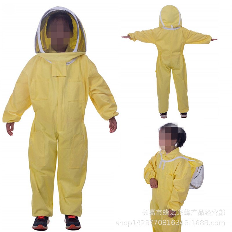 Ventilated Full Body Beekeeping Bee Keeping Suit with Leather Gloves Green Color Child Beekeeping Protective