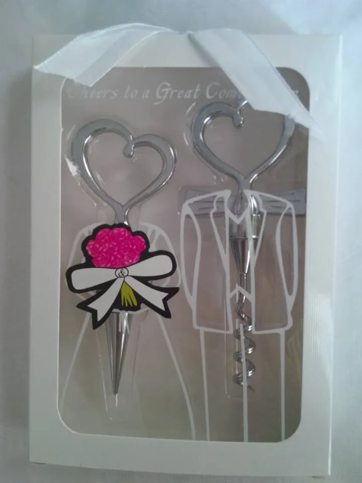10 boîtes de tire-bouchon en forme de cœur d'amour, ouvre-bouteille de vin + bouchon de vin, de mariage pour invités, ensemble ouvre-bouteille, décoration de mariage: BLANC