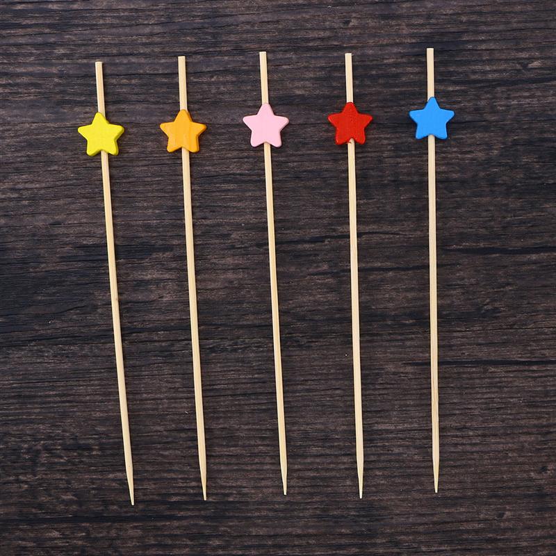 100Pcs 12Cm Cocktail Picks Creatieve Handgemaakte Pentagram Vorm Voorgerecht Picks Fruit Picks Feestartikelen (Gemengde)