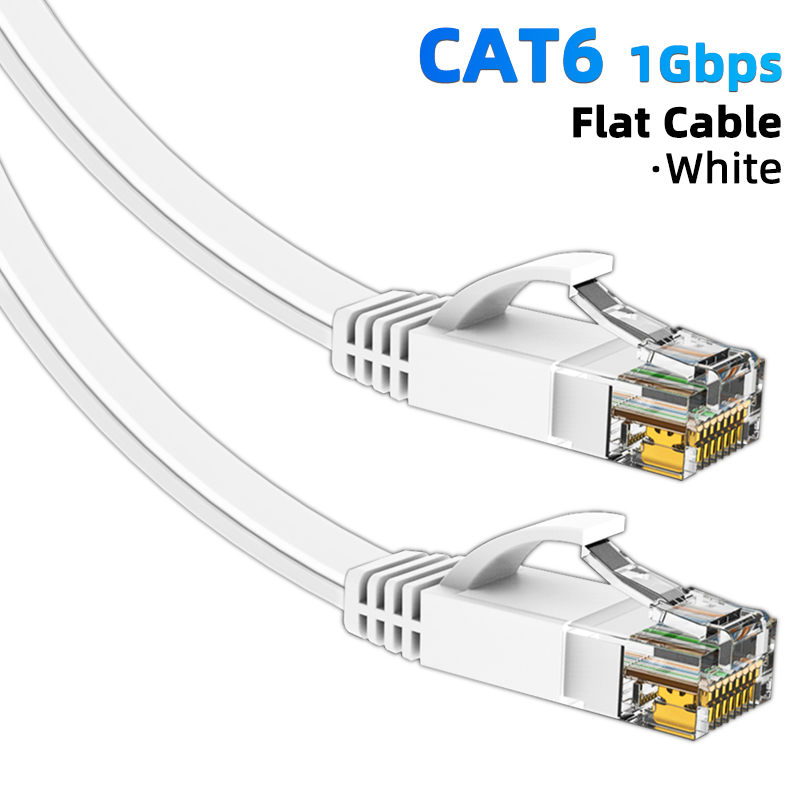 Cat6 Ethernet Cable Flat Lan Cable UTP RJ45 Internet Network Patch Cord 5m 10m 30m for PS PC Modem Router Ethernet Cable Cat 6: WHITE / 2m