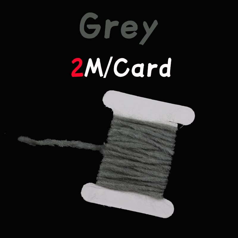 WIFREO 14 Colors 3mm/2M Fly Tying Yarn Egg Fly Tying Material Buzzer Nymph Body Tail Tying Fiber Fly Body Decorating Wool: 1 card grey