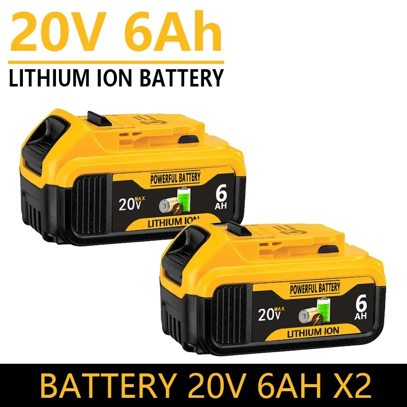 For Dewalt 20V 6Ah MAX Power Tools Replacement Battery DCB180 DCB185 DCB184 DCB200 DCB203 Rechargeable Lithium-ion Battery: black