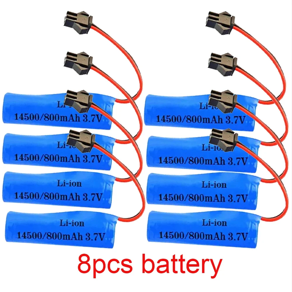3.7V 800mah 14500 AA Batteria ricaricabile per giocattoli telecomandati Elicottero auto Treno Moto Batterie per auto giocattolo con spina SM: nero
