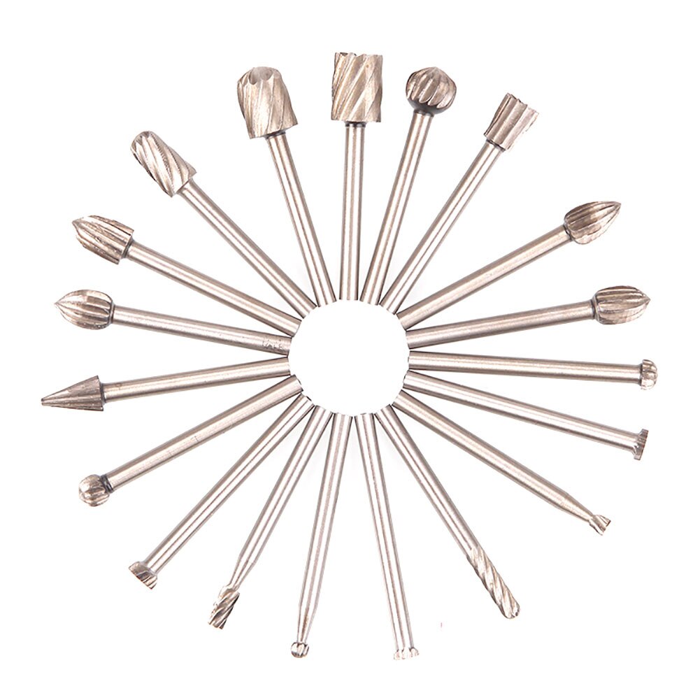 20pcs/set HSS Routing Wood Rotary File Burr Bit CNC Engraving Rotary Cutter Files Rotary Files Hand Tools