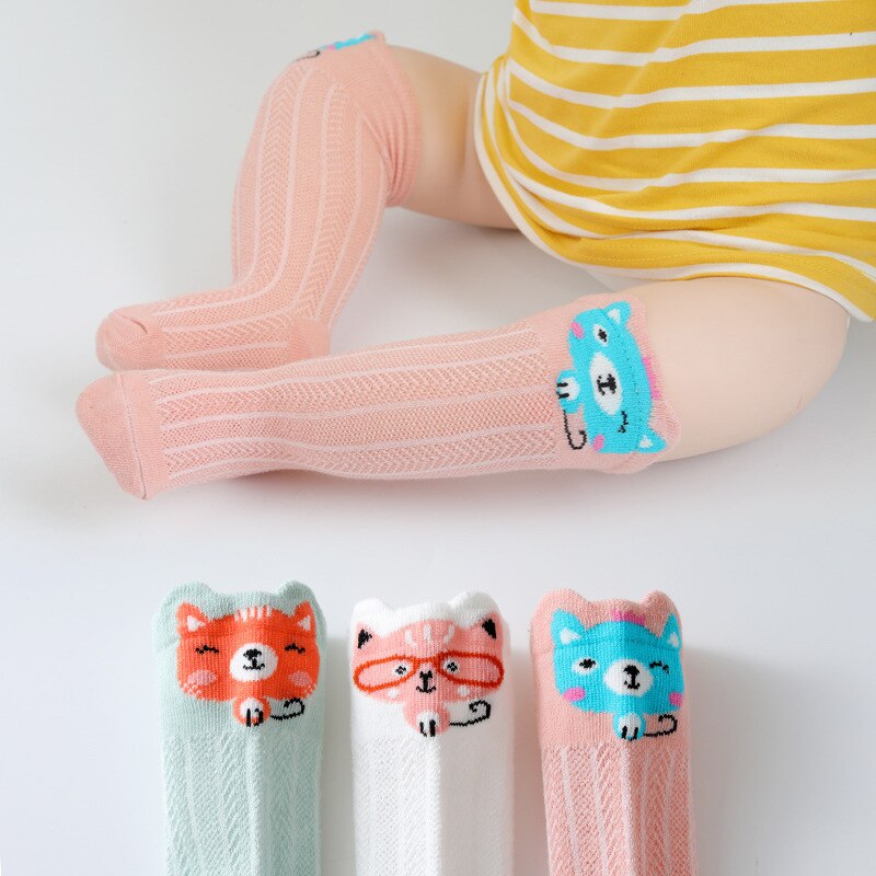 Chaussettes d'été en maille, 3 paires/lot, pour bébés filles, chaussettes en maille, animaux, moustiquaire, Long Tube, pour enfants 0-3 ans: Style B / 1-3Y