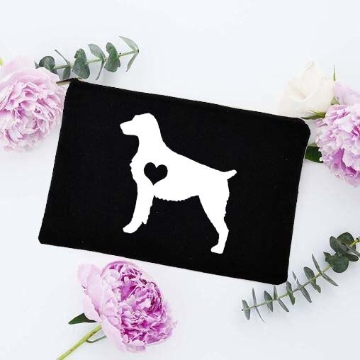 Fun Liefde Hond Afdrukken Cosmetische Zakken Make Pouch Canvas Herbruikbare Purse Beauty Bag Organizer Toilettas Tassen Eco Wassen Pouch: W03383-TBBK-D