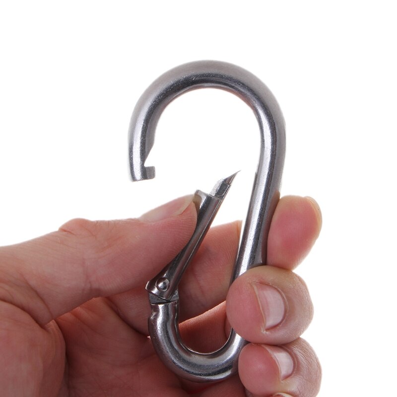 304 Stainless Steel Spring Carabiner Snap Hook Keychain Quick Link Lock Buckle