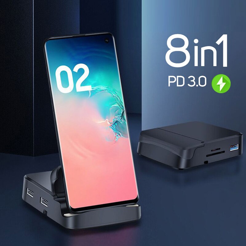 Typ C HUB Docking Station Telefon Stehen Dex Pad Station USB C Zu HDMI Dock Power Ladegerät Kit Für Samsung s20 Huawei P40 Mate 30