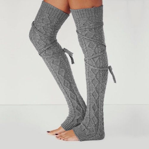 Polainas de invierno para mujer, cálidas, tejidas, altas, hasta la rodilla