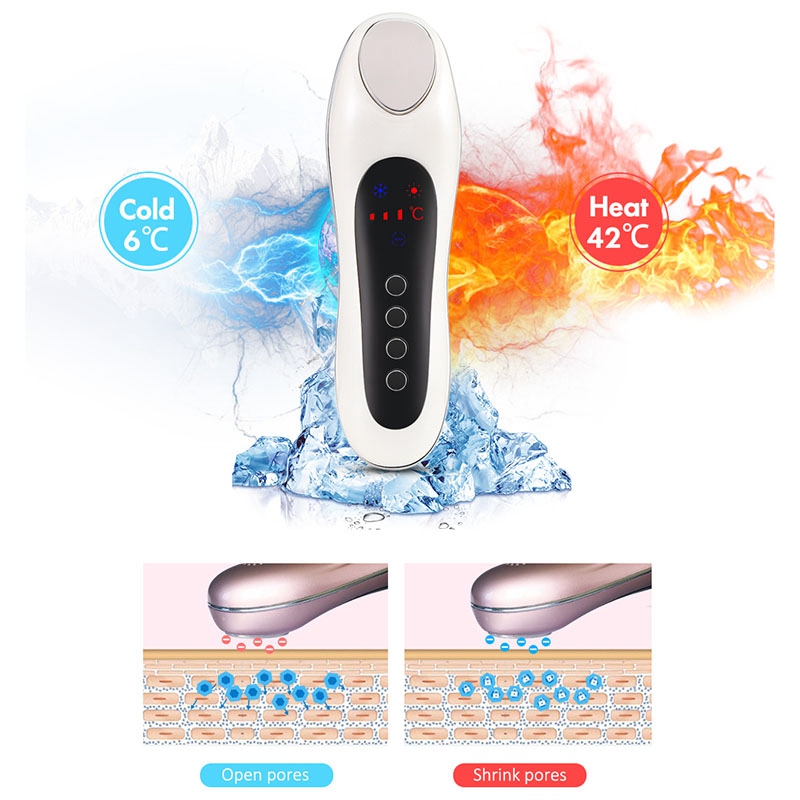 Masajeador Facial eléctrico ultrasónico, vibrador de piel Facial, instrumento de belleza de iones de calor y frío para cuidado y belleza Facial