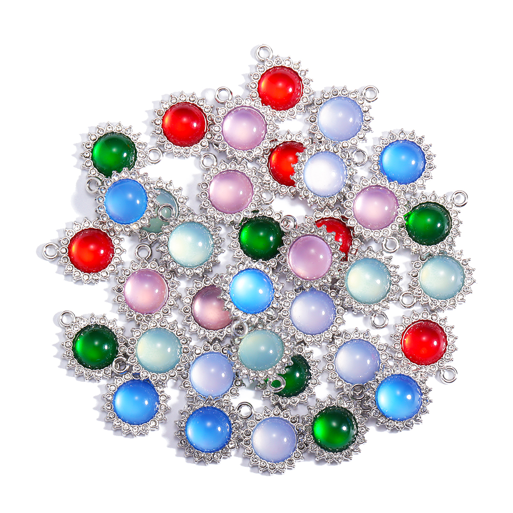 10 Uds. De dijes de animales de mariposa de cristal de colores mezclados, pendientes dulces para mujer, accesorios de pulsera, suministros de joyería Diy: Bañado en rodio de imitación